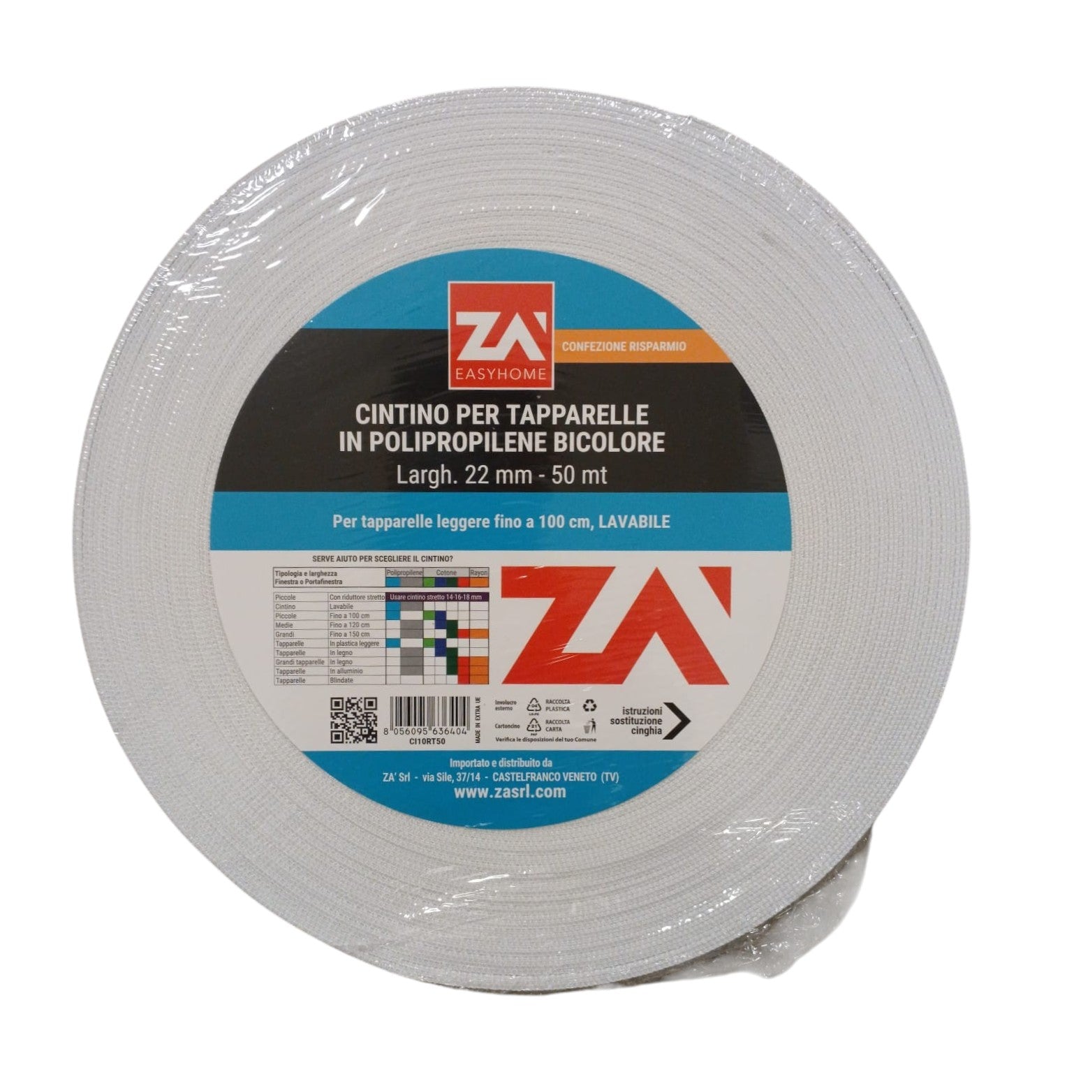 ROTOLO CINTINO POLIPROPILENE LEGGERO 50M BICOLORE.