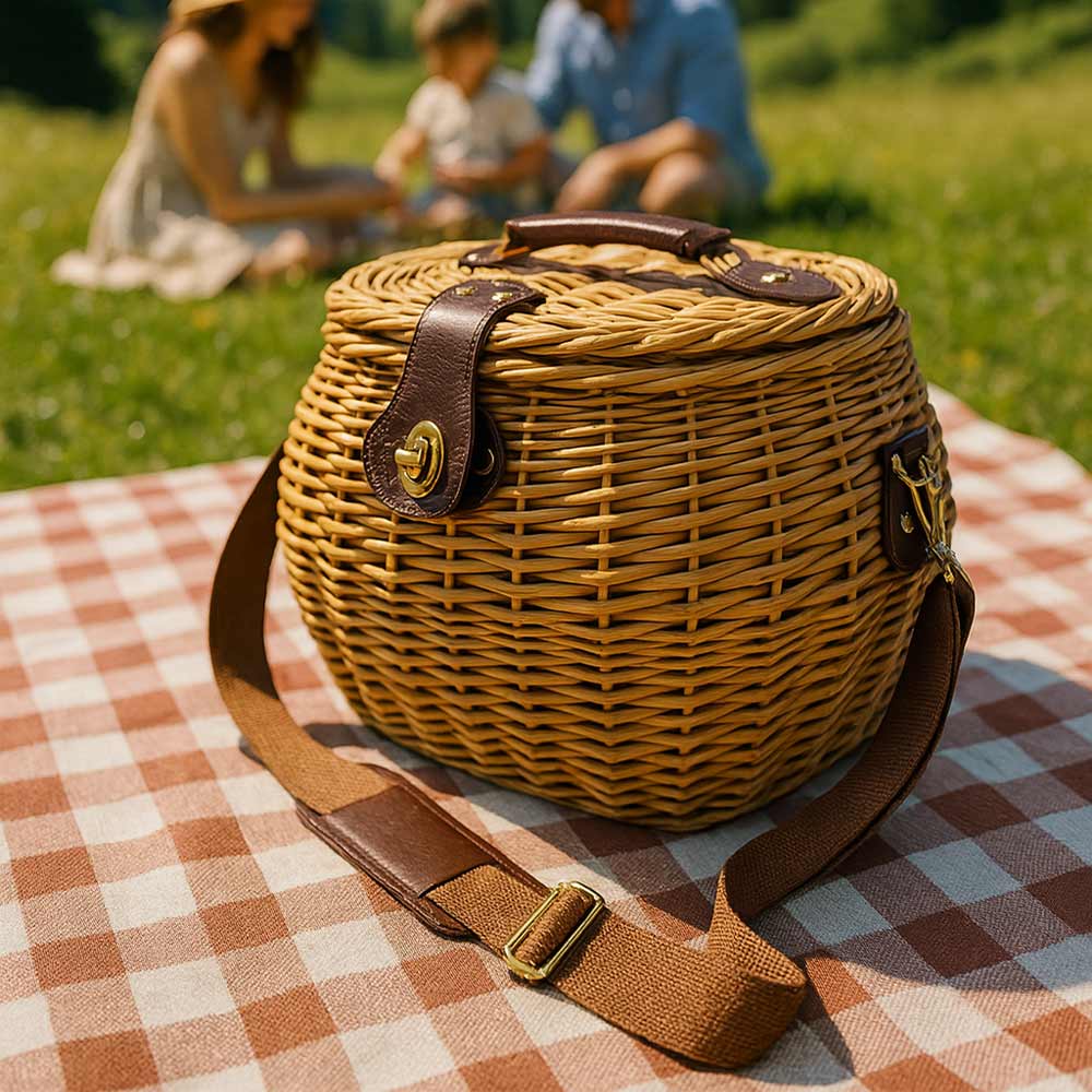 Cesto funghi ,cestino in vimini con tracolla cm 29 x 25 x h 28