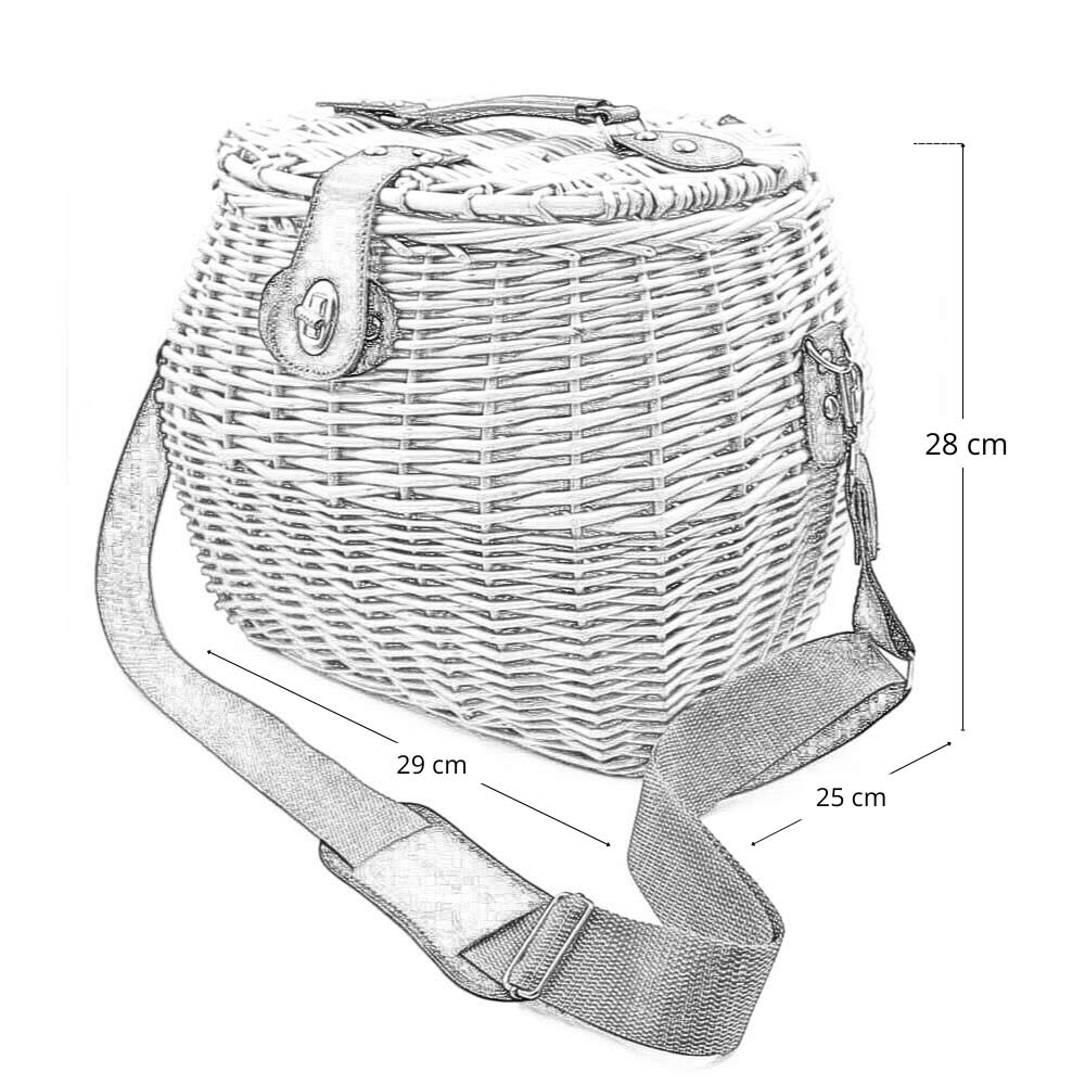 Cesto funghi ,cestino in vimini con tracolla cm 29 x 25 x h 28