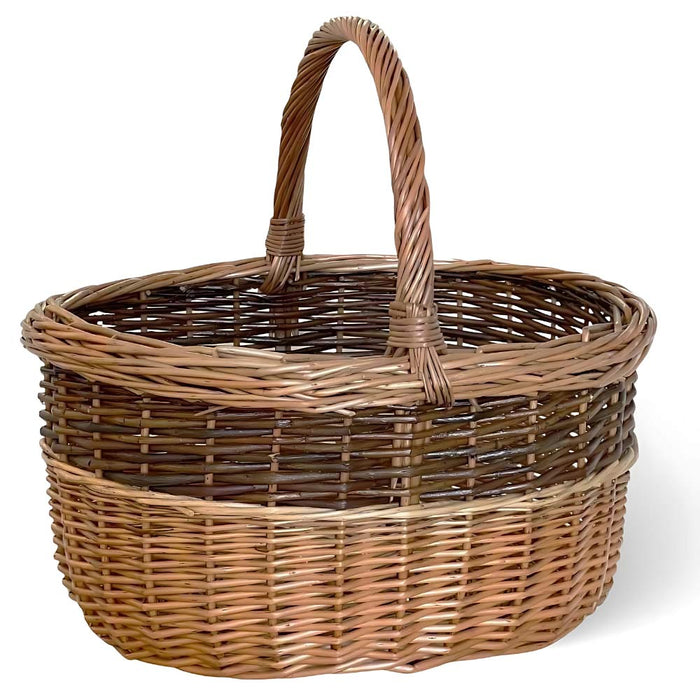 Cesto in vimini paniere Sara cesta ovale bicolore con manico 43,5 x 36 x h 25 cm