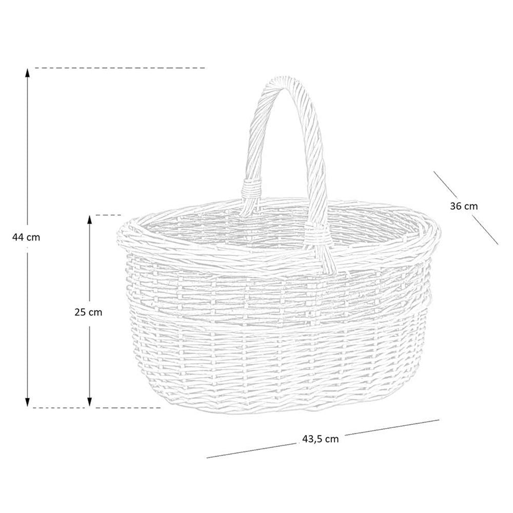 Cesto in vimini paniere Sara cesta ovale bicolore con manico 43,5 x 36 x h 25 cm