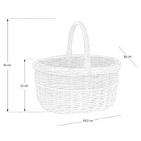 Cesto in vimini paniere Sara cesta ovale bicolore con manico 43,5 x 36 x h 25 cm