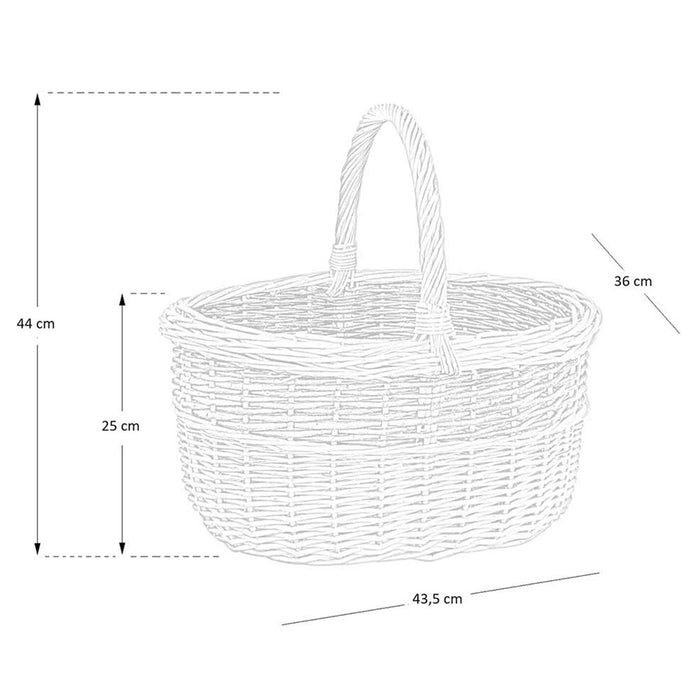 Cesto in vimini paniere Sara cesta ovale bicolore con manico 43,5 x 36 x h 25 cm