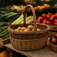 Cesto in vimini paniere Sara cesta ovale bicolore con manico 43,5 x 36 x h 25 cm