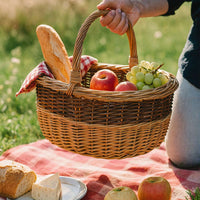 Cesto in vimini paniere Sara cesta ovale bicolore con manico 43,5 x 36 x h 25 cm