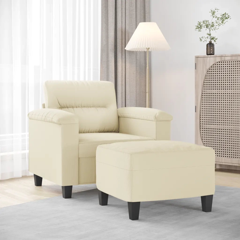 Poltrona con Poggiapiedi Crema 60 cm in Similpellecod mxl 120722