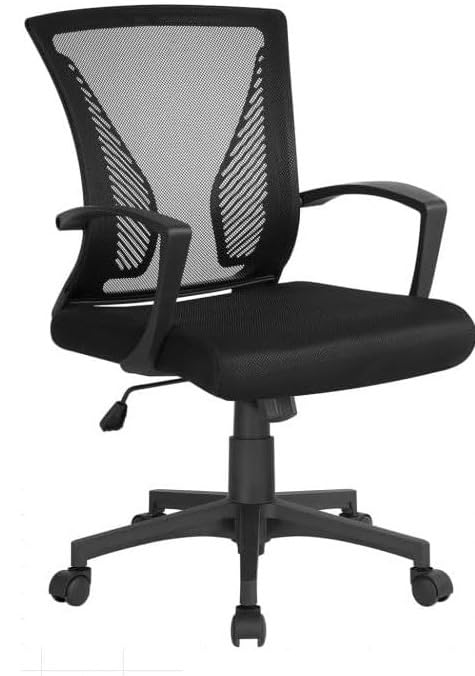 FENIXSHOP24 Sedia Ufficio Ergonomica, in rete traspirante, Supporto Lombare, Regolazione in Altezza e reclinabile Poltrona girevole con ruote – Nera - HLD-9090