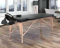 FENIXSHOP24 LETTINO MASSAGGIO PROFESSIONALE 2 ZONE - LETTINO MASSAGGI,LETTINO ESTETISTA FISIOTERAPIA,TATTOO, IN LEGNO PORTATILE RICHIUDIBILE COD-12 (NERO)