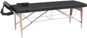FENIXSHOP24 LETTINO MASSAGGIO PROFESSIONALE 2 ZONE - LETTINO MASSAGGI,LETTINO ESTETISTA FISIOTERAPIA,TATTOO, IN LEGNO PORTATILE RICHIUDIBILE COD-12 (NERO)