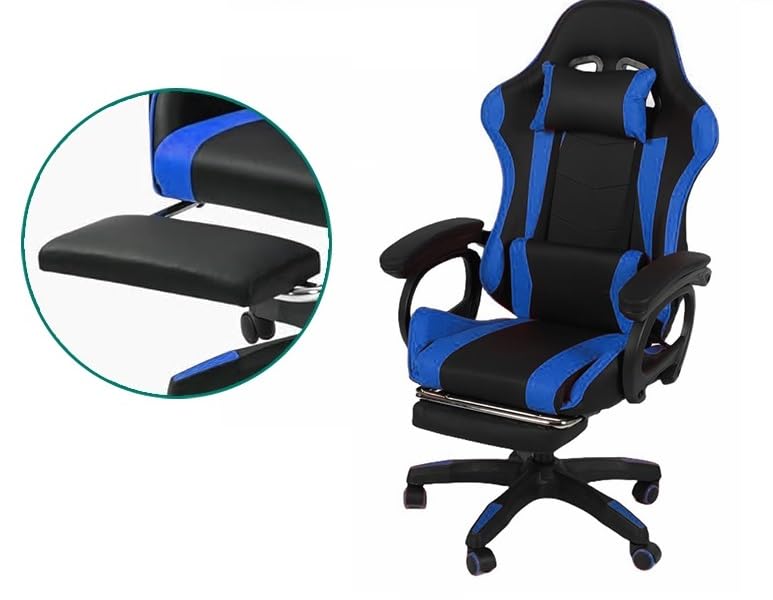 FENIXSHOP24 Sedia/Poltrona Gaming Ergonomica Reclinabile con Poggiapiedi Poggiatesta e Supporto Lombare Braccioli X Gamer da Scrivania con Ruote Girevoli HLD-920 (BLU)