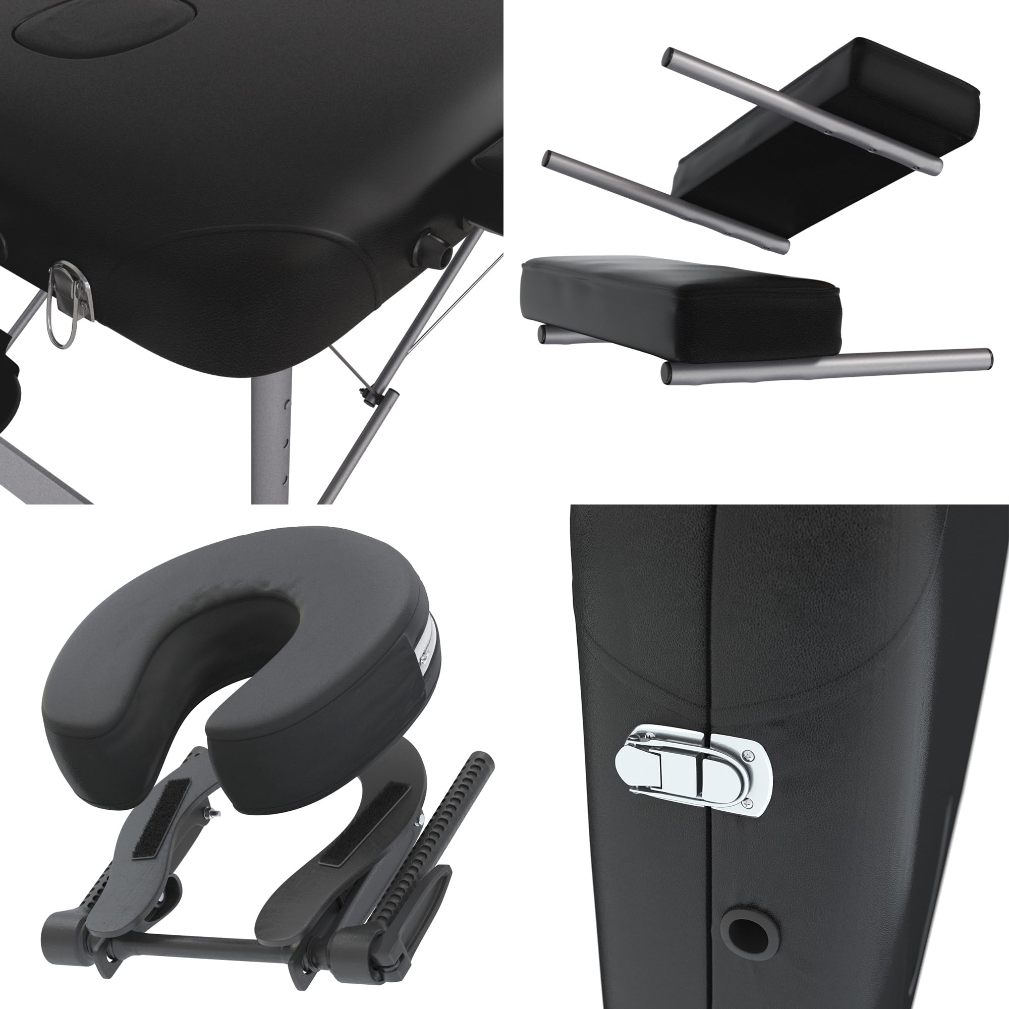 FENIXSHOP24 LETTINO MASSAGGIO PROFESSIONALE 2 ZONE IN ALLUMINIO PORTATILE RICHIUDIBILE - PER ESTETISTA, FISIOTERAPIA,TATTOO COD-08