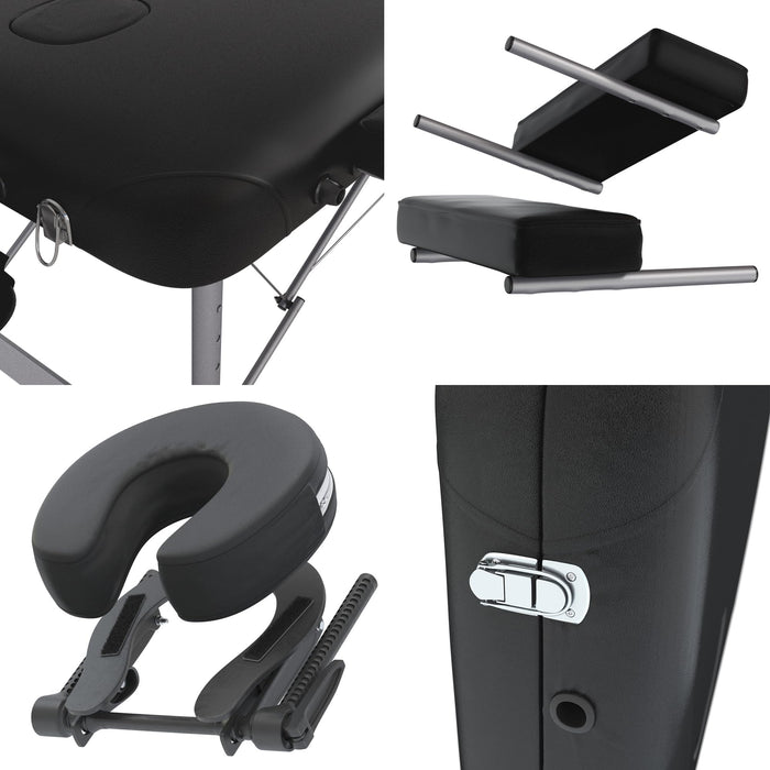 FENIXSHOP24 LETTINO MASSAGGIO PROFESSIONALE 2 ZONE IN ALLUMINIO PORTATILE RICHIUDIBILE - PER ESTETISTA, FISIOTERAPIA,TATTOO COD-08