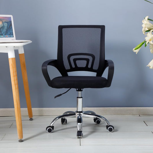 FENIXSHOP24 - Sedia da ufficio scrivania con Rotelle Girevoli e braccioli ergonomica e con altezza regolabile imbottita e rete traspirante FC-05