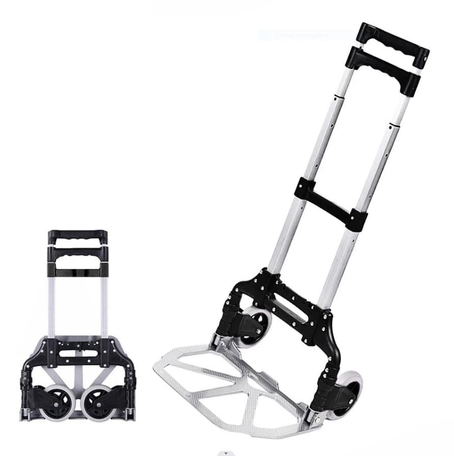 Fenixshop24 Carrello da trasporto pieghevole con struttura in alluminio per carichi fino a 75 Kg - ruote scorrevoli - manico telescopico