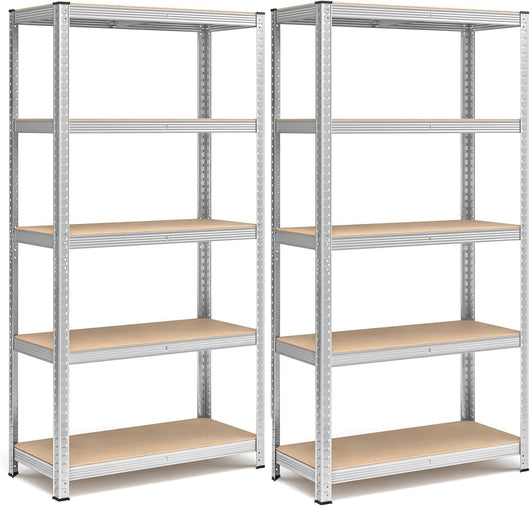 Fenixshop24 Scaffalatura per Carichi Pesanti, Scaffalature a 5 Ripiani in Acciaio e ripiani in legno Senza Viti, in Garage, Magazzino, Ripostiglio, Portante 750 kg, 40 x 90 x 180 cm (40P X 90L x 180A)