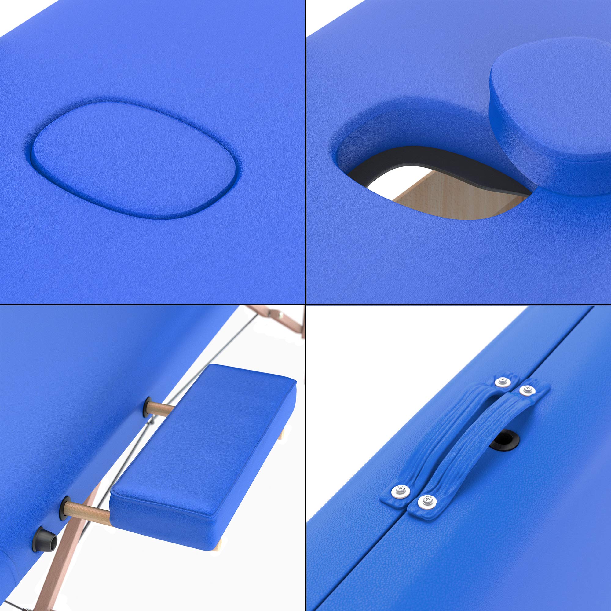 LETTINO MASSAGGIO PROFESSIONALE 2 ZONE - LETTINO MASSAGGI,LETTINO ESTETISTA FISIOTERAPIA,TATTOO, IN LEGNO PORTATILE RICHIUDIBILE (BLU)