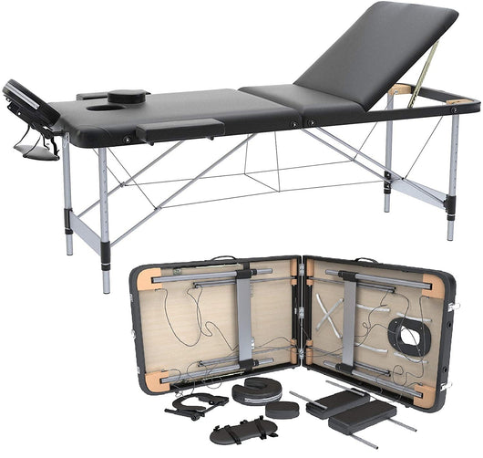 LETTINO MASSAGGIO PROFESSIONALE 3 ZONE IN ALLUMINIO PERFETTO PER ESTETISTA PORTATILE E RICHIUDIBILE COD-010
