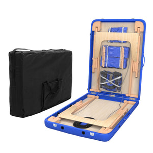 LETTINO MASSAGGIO PROFESSIONALE 2 ZONE - LETTINO MASSAGGI,LETTINO ESTETISTA FISIOTERAPIA,TATTOO, IN LEGNO PORTATILE RICHIUDIBILE (BLU)