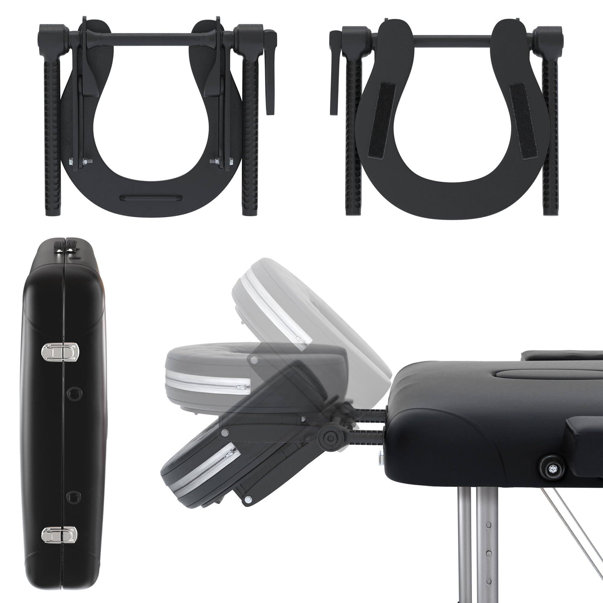 FENIXSHOP24 LETTINO MASSAGGIO PROFESSIONALE 2 ZONE IN ALLUMINIO PORTATILE RICHIUDIBILE - PER ESTETISTA, FISIOTERAPIA,TATTOO COD-08