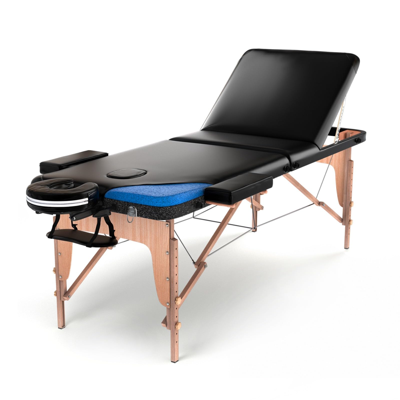 FENIXSHOP24 LETTINO MASSAGGIO PROFESSIONALE 3 ZONE,LETTINO ESTETISTA IN LEGNO DIMENSIONE XL 180 X 56 CM - LETTINI PER DA MASSAGGI PORTATILI PIEGHEVOLI COD-10