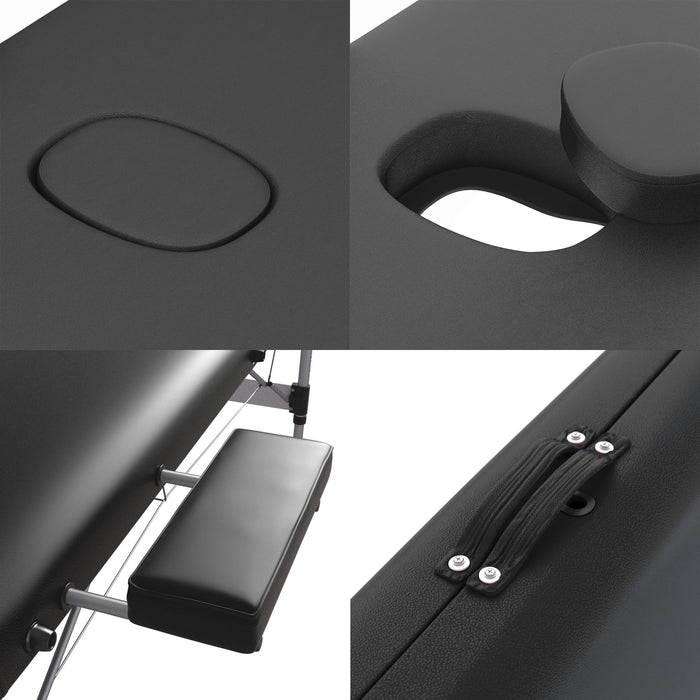 FENIXSHOP24 LETTINO MASSAGGIO PROFESSIONALE 2 ZONE IN ALLUMINIO PORTATILE RICHIUDIBILE - PER ESTETISTA, FISIOTERAPIA,TATTOO COD-08