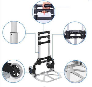 Fenixshop24 Carrello da trasporto pieghevole con struttura in alluminio per carichi fino a 75 Kg - ruote scorrevoli - manico telescopico