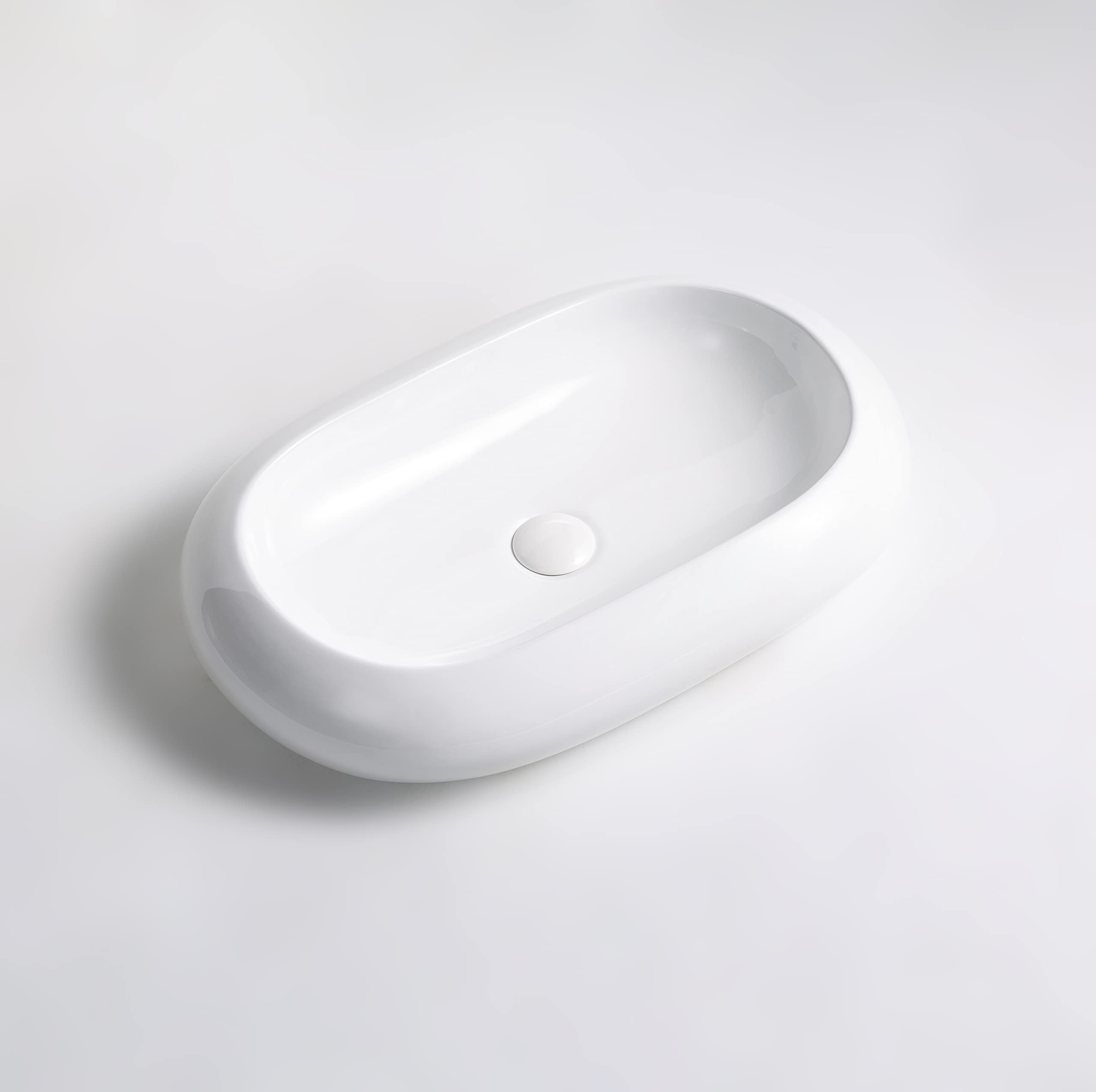 Lavabo in ceramica da appoggio bianco lucido K37 - design moderno