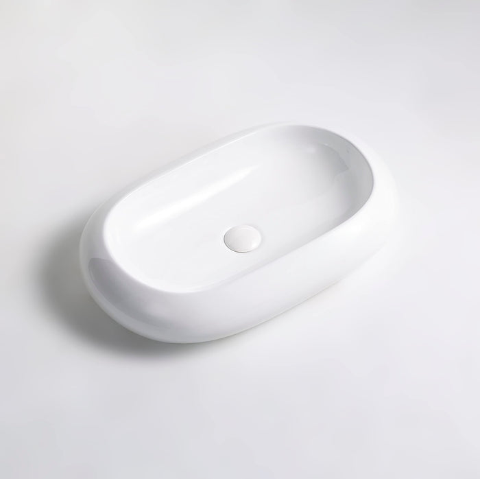 Lavabo in ceramica da appoggio bianco lucido K37 - design moderno