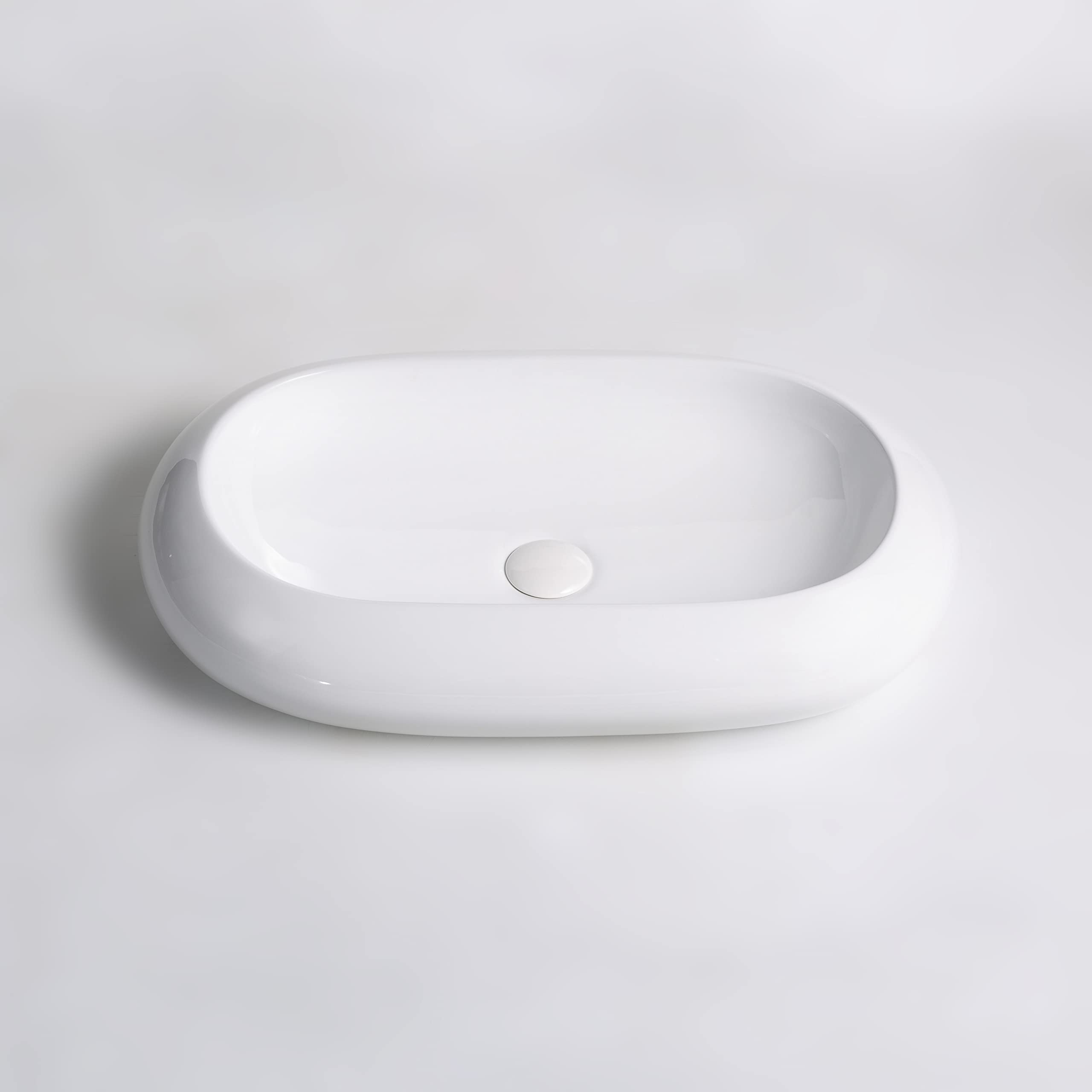 Lavabo in ceramica da appoggio bianco lucido K37 - design moderno