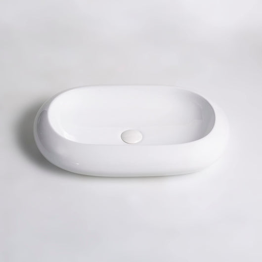 Lavabo in ceramica da appoggio bianco lucido K37 - design moderno