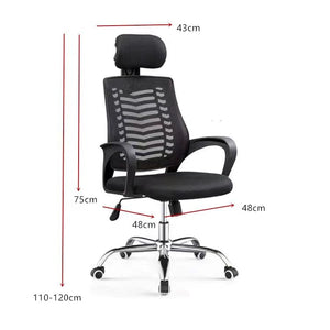 FENIXSHOP24 Poltrona/Sedia Ufficio Ergonomica Lombare Schienale Reclinabile a Rete Traspirante con Braccioli e Poggiatesta a Ruote Girevoli Nera FC-9080