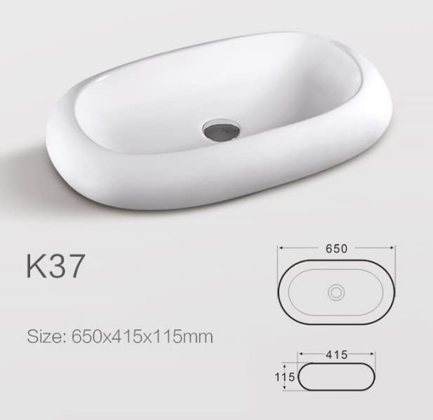 Lavabo in ceramica da appoggio bianco lucido K37 - design moderno