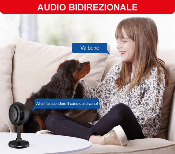 Telecamera Smart WiFi Mini FHD 1080P Nera – Rilevamento Umano Intelligente