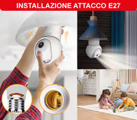 Telecamera Smart WiFi con Attacco E27 – FHD 1080P, Rilevamento Umano, Visione Notturna