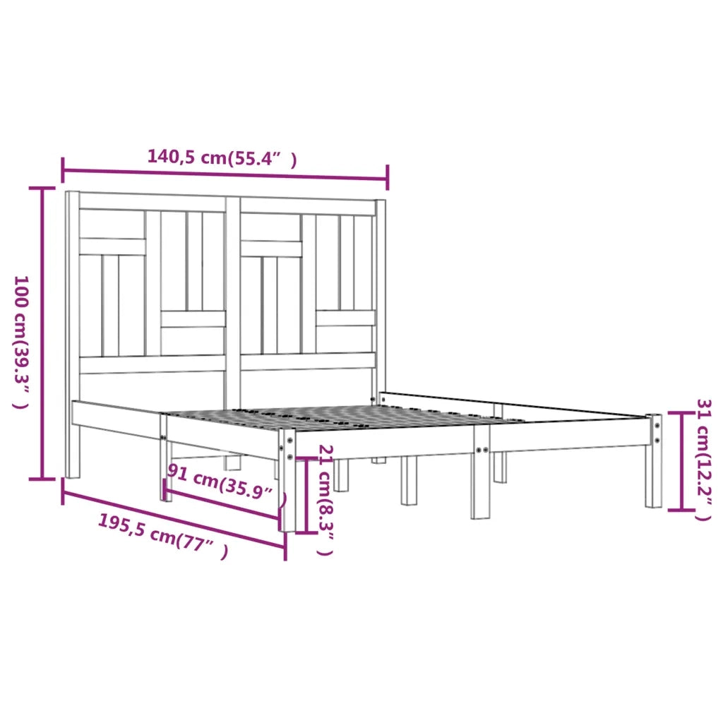 Giroletto-Struttura Letto in Legno Massello 135x190 cm Double 831979