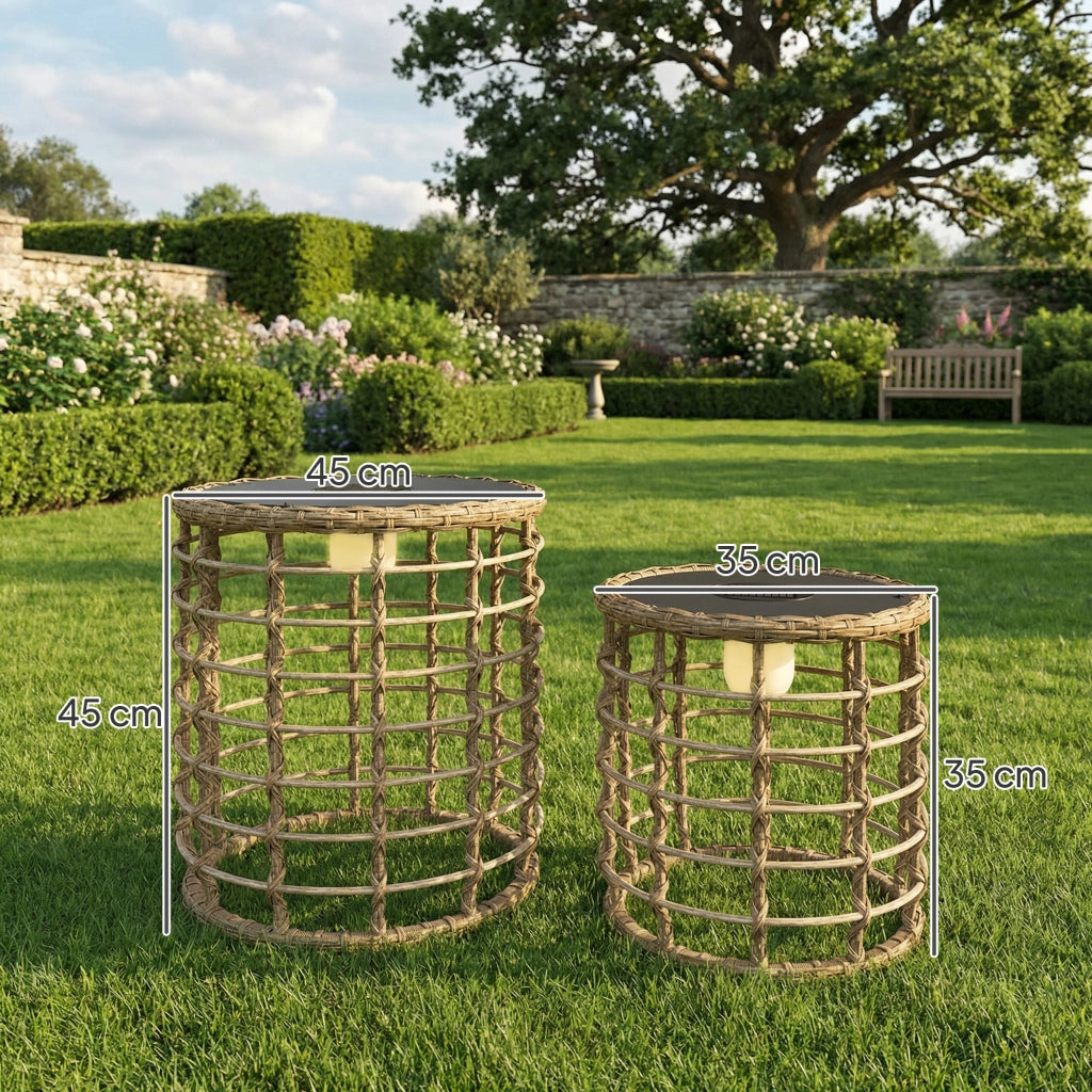 Lampada da Giardino Solare 2 Pezzi Rattan con Sensore Luce LED ¨C zephmum ¨C Grigio 2xIP44