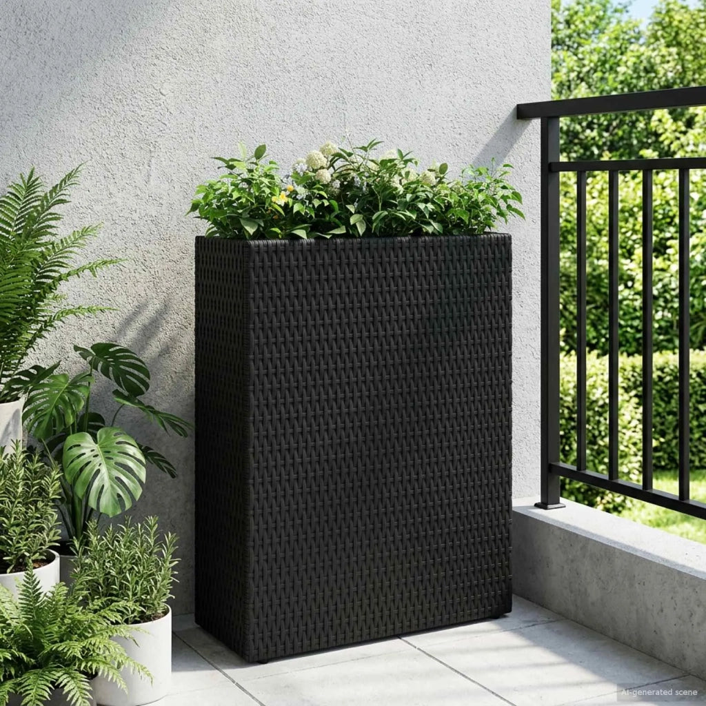 Vasetto alto Nero 55 x 22 x 70 cm polyrattan CFW4787122