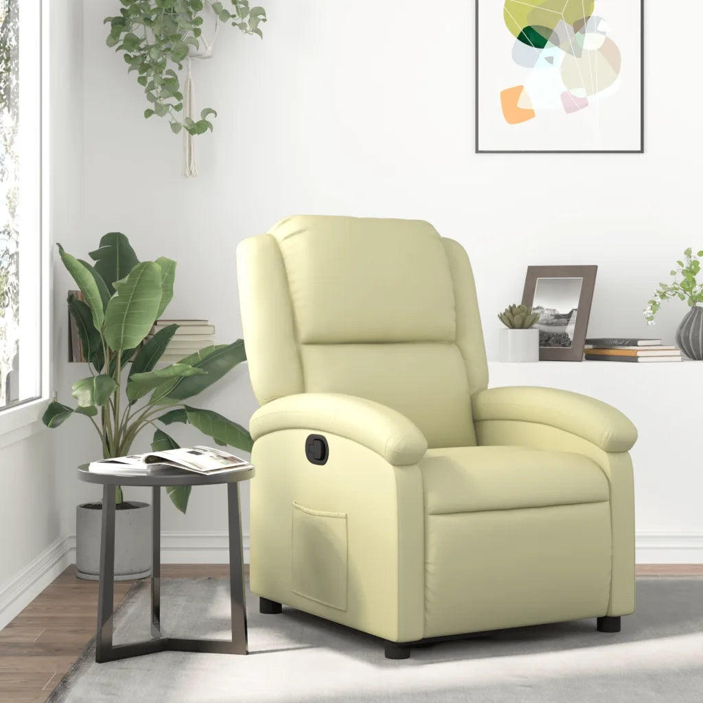 Divano Sedia-Poltrona reclinabile in Vera Pelle Crema 726713