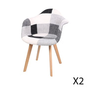 Poltrona bianca e nera con gambe in legno in stile scandinavo moderno - 63x63xH46/81 cm - Collezione ARTIBLACK