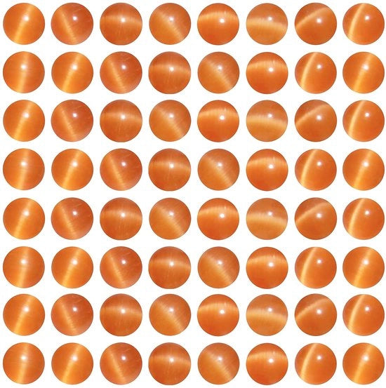 45 pezzi di perle oranje occhi di gatto 8 mm cristalli rotondi in cristallo libero per la creazione di gioielli, bracciali, collane, orecchini e accessori.