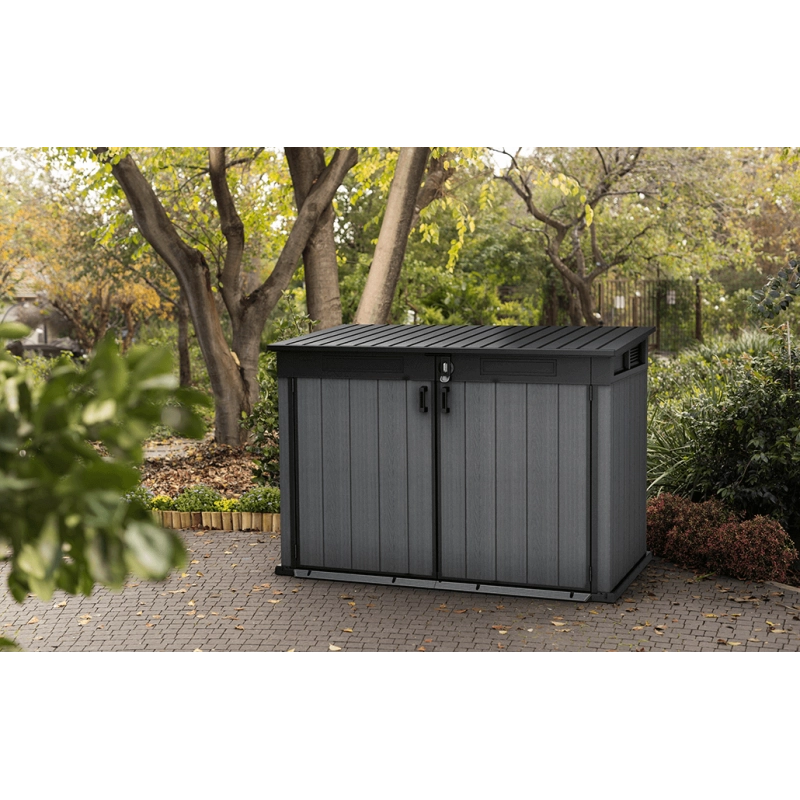 Box Porta Attrezzi da Esterno Cortina Mega EVOTECH+ 2020L 190,5x109,3x132,5 - Grigio effetto legno - Keter