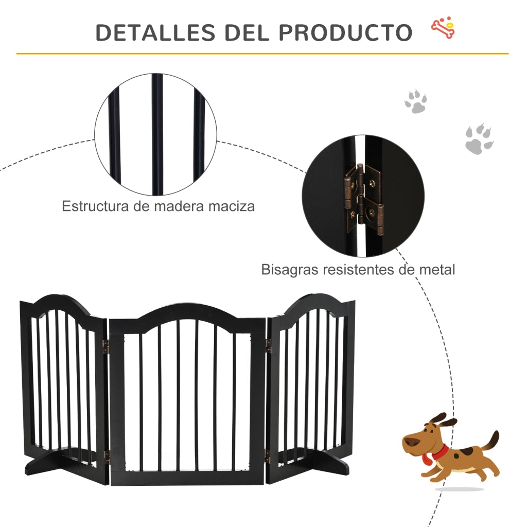 Barriera di Sicurezza per Cani Pieghevole 3 Pannelli ¨C Zephmum ¨C 154.5x29.5x61 cm Nero