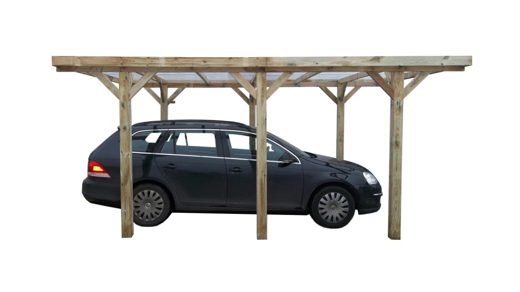 Tettoia posto auto coperto in legno 3.04x5.12 m - 15.56 m2 - copertura PVC   - CAR10PVCTR - ALTANKA