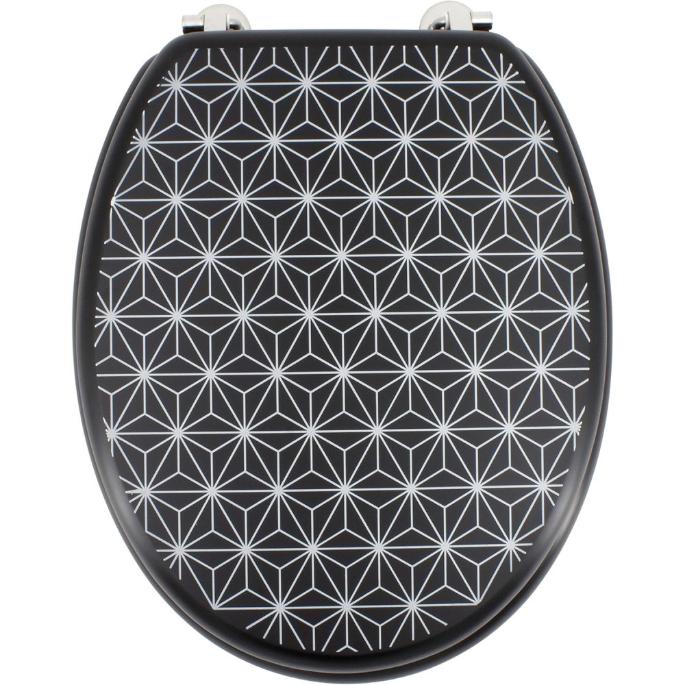 Gelco design grid sedile wc, mdf, nero grigio, 45 x 37,5 x 5,5 c