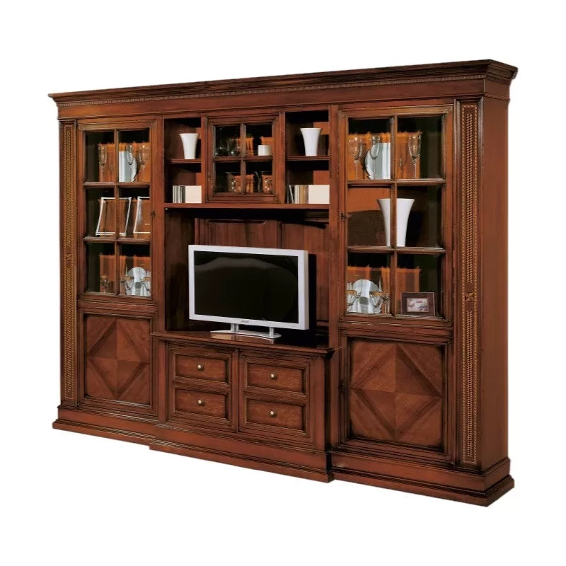 Parete attrezzata porta tv classica legno tinta noce 312x45x238