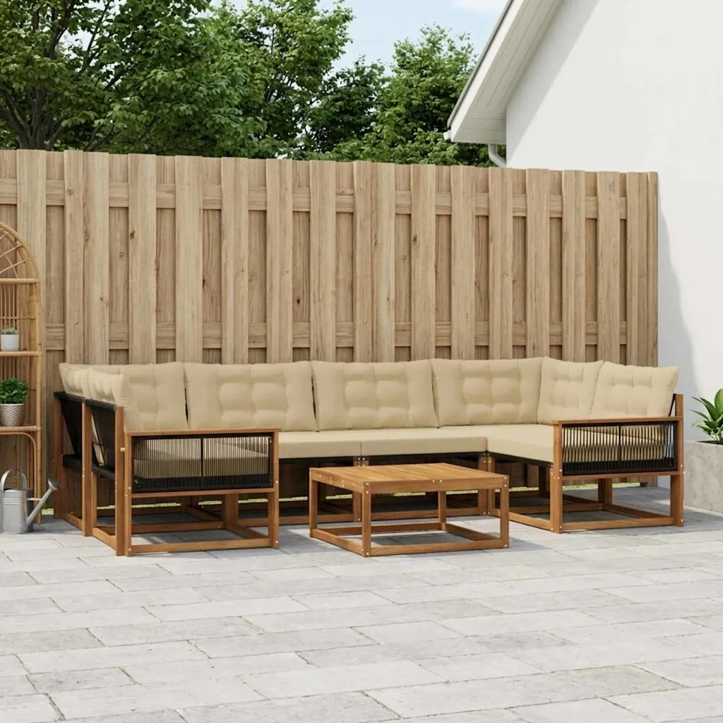 Set di divani da esterno con cuscino 7 pcs Naturale e Beige 3381281