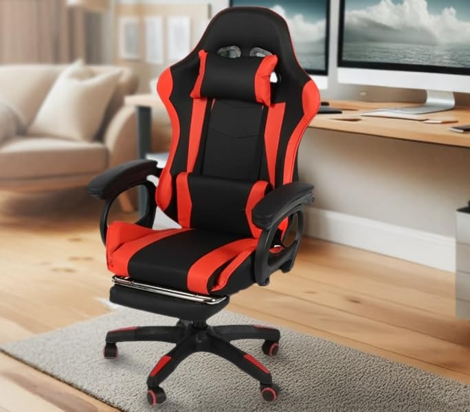 FENIXSHOP24 Sedia/Poltrona Gaming Ergonomica Reclinabile con Poggiapiedi Poggiatesta e Supporto Lombare Braccioli X Gamer da Scrivania con Ruote Girevoli HLD-920 (ROSSO)