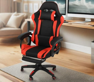 FENIXSHOP24 Sedia/Poltrona Gaming Ergonomica Reclinabile con Poggiapiedi Poggiatesta e Supporto Lombare Braccioli X Gamer da Scrivania con Ruote Girevoli HLD-920 (ROSSO)