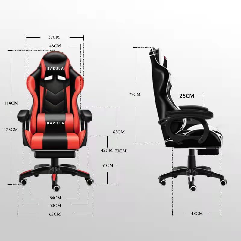 FENIXSHOP24 Sedia/Poltrona Gaming Ergonomica Reclinabile con Poggiapiedi Poggiatesta e Supporto Lombare Braccioli X Gamer da Scrivania con Ruote Girevoli HLD-920 (ROSSO)
