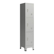 Armadietto da ufficio mobiletto portaoggetti per ufficio officina camera da letto in metallo con 3 ante in acciaio laccato 180 x 38 x 45 cm grigio 03_0006347